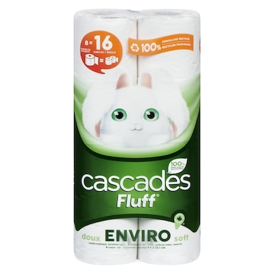 Cascades Fluff papier hygiénique doux enviro 2 épaisseurs 8 ea, 1,25 $/1ch