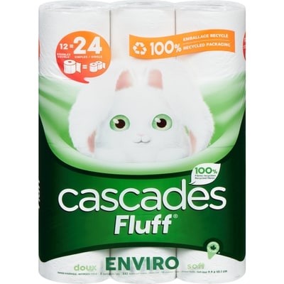 Cascades Fluff papier hygiénique doux enviro 2 épaisseurs 12 ea, 1,08 $/1ch