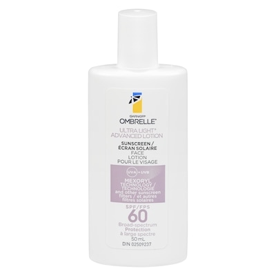 Garnier Ombrelle Crème Solaire pour le Visage FPS 60, Hydratant Anti-Âge, Hypoallergenique 50 ml, 49,98 $/100ml