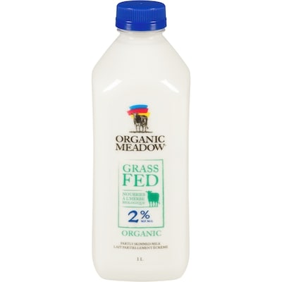 Organic Meadow Partly Skimmed Milk Grass Fed Organic 2 % M.F. 1 l, $0.66/100ml
