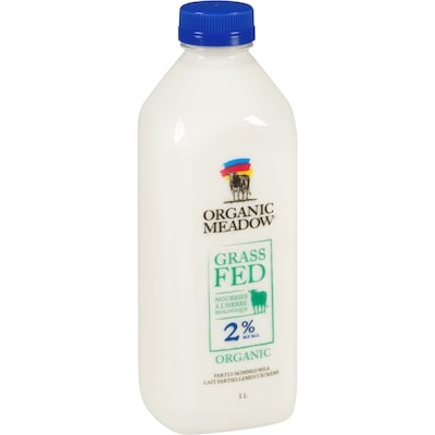 Lait partiellement écrémé nourries à l'herbe biologique 2 % m.g.