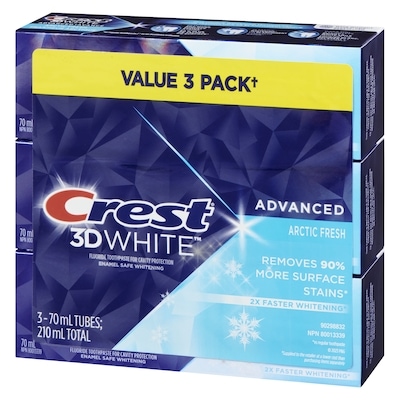 3D White Advanced Toothpaste, Arctic Fresh, 3 Pack