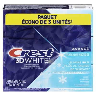Crest Dentifrice 3D White Advanced, arctique frais, pack de 3 210 ml, 5,47 $/100ml