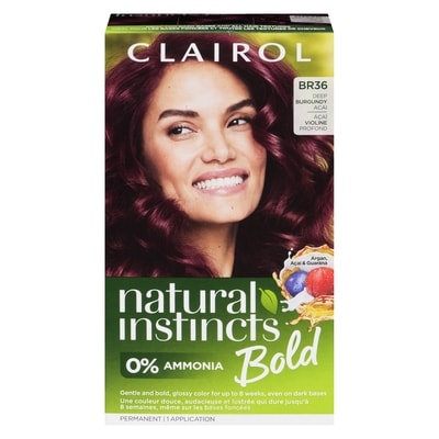 Clairol Natural Instincts Bold, BR36 Deep Burgundy Acai, permanent hair dye with 0% ammonia 1 ea, $12.99/1ea