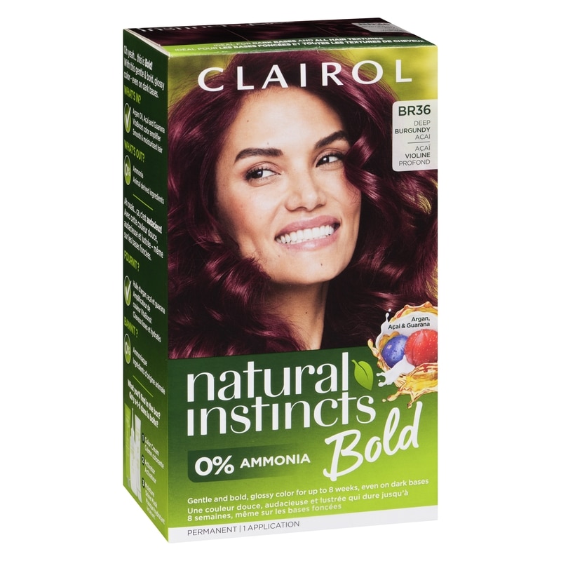 Natural Instincts Bold, BR36 Deep Burgundy Acai, permanent hair dye with 0% ammonia