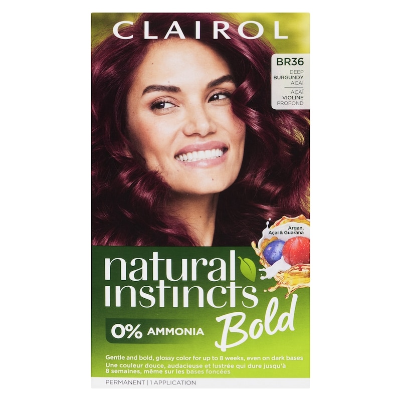 Natural Instincts Bold, BR36 Deep Burgundy Acai, permanent hair dye with 0% ammonia