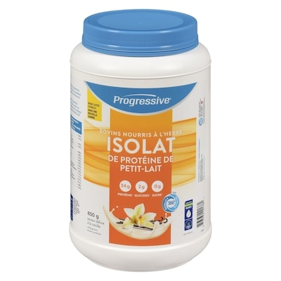 Progressive Isolat de protéine de petit - lait mélange pour boisson protéinée saveur délice à la vanille 850 g, 8,94 $/100g