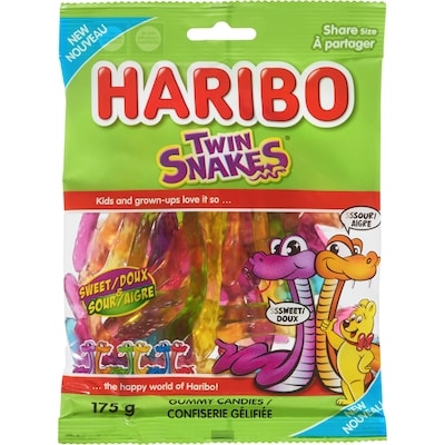 Haribo Twin Snakes Gummy Candies Sweet & Sour Share Size 175 g, $1.71/100g