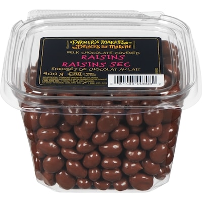 Délices du Marché Raisins secs enrobés de chocolat au lait 400 g, 3,00 $/100g