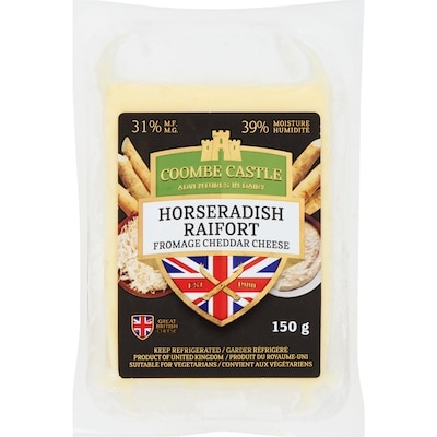 Coombe Cheddar Cheese Horseradish 31% M.F. 150 g, $6.66/100g