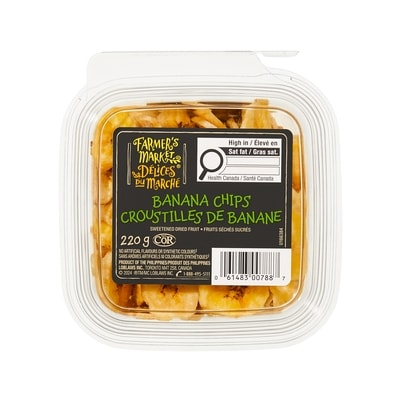 Délices du Marché Croustilles de banane 220 g, 2,73 $/100g