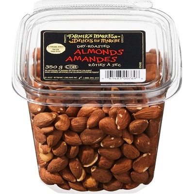 Délices du Marché Amandes rôties à sec 350 g, 3,43 $/100g