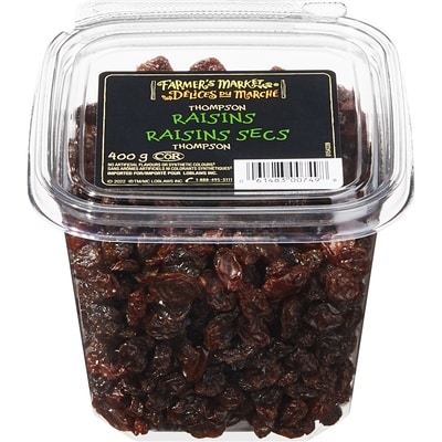Farmer's Market Thompson Raisins 400 g, $1.25/100g