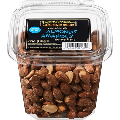 Farmer's Market Salted Dry-Roasted Almonds 350 g, $4.00/100g