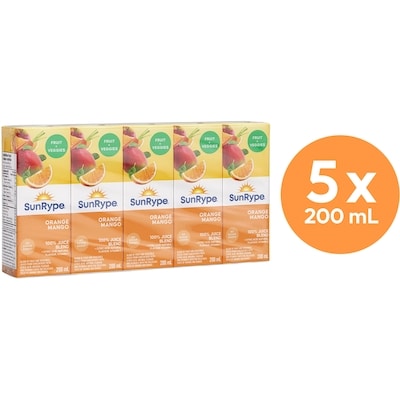 SunRype Fruit Plus Veggies Orange Mango Juice Boxes 5x200.0 ml, $0.28/100ml