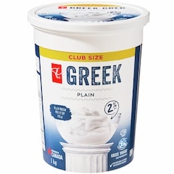 President's Choice Plain Greek Yogurt Club Size 1 kg, $0.75/100g