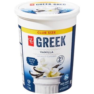 President's Choice 2% MF Greek Yogurt, Vanilla, Club Size 1 kg, $0.85/100g