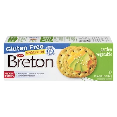 Dare Breton Crackers, Garden Vegetable, Gluten Free 135 g, $1.85/100g