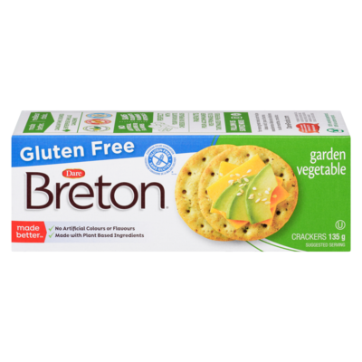 Dare Breton Crackers, Garden Vegetable, Gluten Free 135 g, $2.22/100g