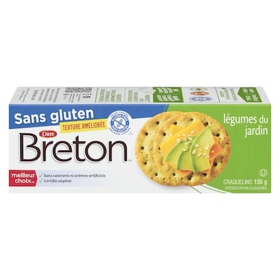 Dare Craquelins Breton, légumes du jardin, sans gluten 135 g, 1,85 $/100g