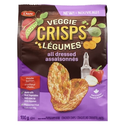 Dare Crisps légumes craquelins croustillants assaisonnés 100 g, 2,50 $/100g