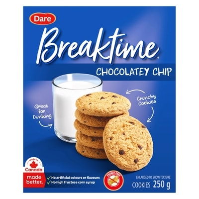 Dare Breaktime Chocolatey Chip Cookies 250 g, $0.68/100g