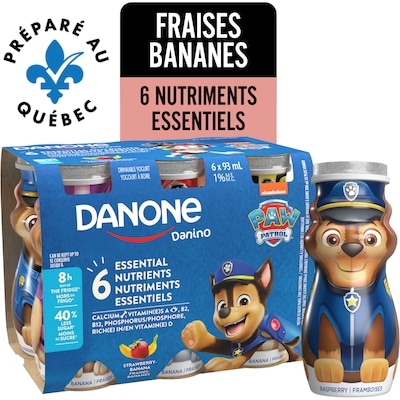 Danone Yogourt à boire pour enfants, Fraises-bananes, Format économique avec 6 bouteilles 558 ml, 0,72 $/100ml
