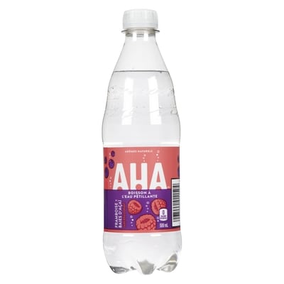 AHA Boisson à l’eau pétillante Seltzer Framboise + açaï Bouteille 500 ml, 0,30 $/100ml