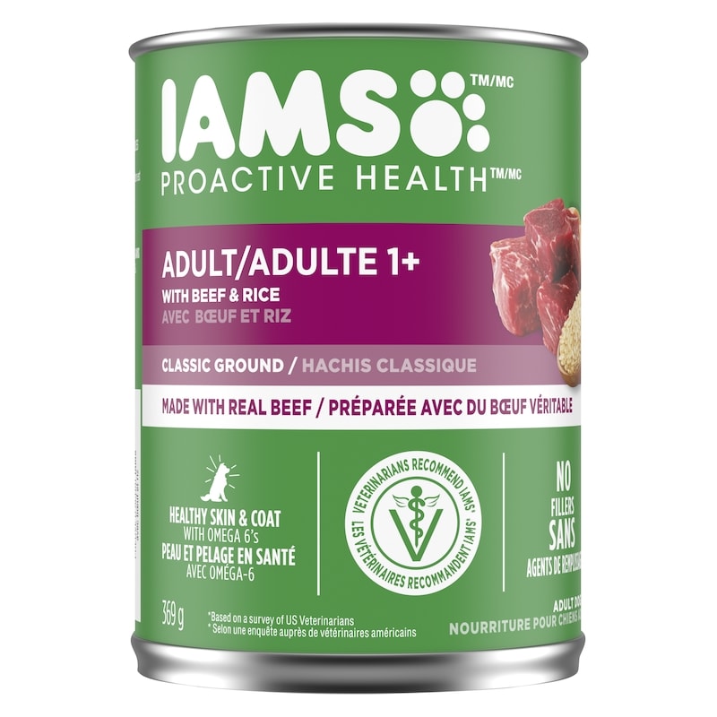 Proactive Health Adult Wet Dog Food, Beef & Rice, Classic Ground