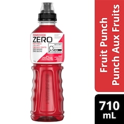 Powerade Sports Drink ZERO SUCRE Saveur de Punch aux fruits Bouteille 710 ml, 0,42 $/100ml