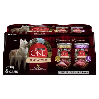 Purina ONE True Instinct Wet Dog Food Tender Cuts in Gravy Variety Pack 6 Count 2.208 kg, $0.86/100g