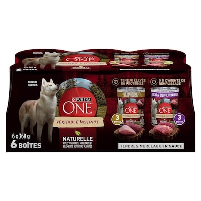 Purina ONE nourriture humide pour chiens tendres morceaux en sauce emballage assorti 2.208 kg, 0,66 $/100g