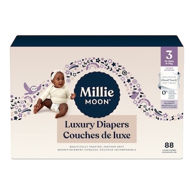 Millie Moon Luxury Diapers - Size 3, 88 Count 88x1.0 ea, $0.34/1ea
