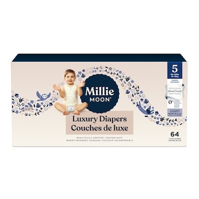 Millie Moon Luxury Diapers - Size 5, 64 Count 64x1.0 ea, $0.47/1ea