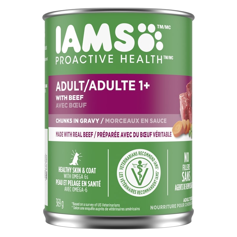Proactive Health Adult Wet Dog Food, Beef, Rice, Carrots & Green Beans, Chunks in Gravy