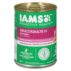 Iams Nourriture humide pour chiens adultes PROACTIVE HEALTH Saveur de bœuf, riz, carottes et haricots verts, morceaux en sauce 369 g, 0,76 $/100g