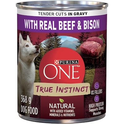 Purina ONE True Instinct Tender Cuts in Gravy with Beef & Bison, Wet Dog Food 368 g, $0.73/100g