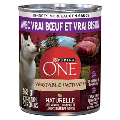 Purina ONE nourriture humide pour chiens tendres morceaux de bœuf et de bison en sauce 368 g, 0,81 $/100g