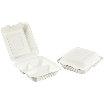 iECO Contenant refermable en bagasse avec 3 compartiments 50 ea, 0,32 $/1ch