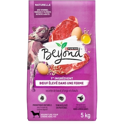 Purina Beyond Simply Recette de Boeuf Élevé dans une Ferme, d’Orge et d’Oeufs de Poules en Liberté, Nourriture Sèche pour Chiens 5 kg 5 kg, 0,78 $/100g
