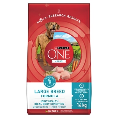 Purina ONE +Plus Dry Dog Food Large Breed Formula Chicken 14 kg, $0.39/100g