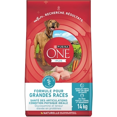 Purina ONE +Plus Formule pour Grandes Races Poulet, Nourriture Sèche pour Chiens 14 kg 14 kg, 0,40 $/100g