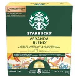 Starbucks VERANDA BLEND for NESPRESSO VERTUO, Coffee 100 g, $12.99/100g
