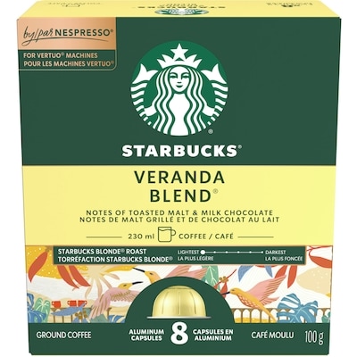 Starbucks VERANDA BLEND for NESPRESSO VERTUO, Coffee 100 g, $11.99/100g