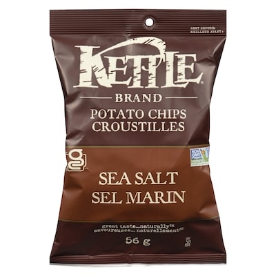 Kettle Potato Chips Sea Salt 56 g, $4.09/100g