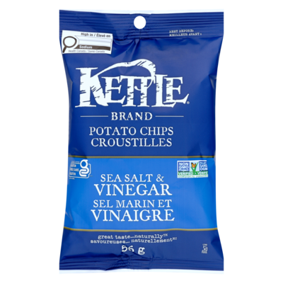 Kettle Potato Chips Sea Salt & Vinegar 56 g, $4.09/100g