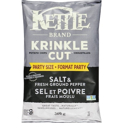 Kettle Krinkle Cut Potato Chips Salt & Fresh Ground Pepper Party Size 368 g, $1.76/100g