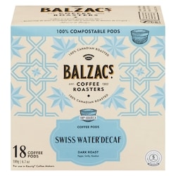 Balzac's Swiss Water Coffee Pods Decaf Stout Roast Dark, Daring