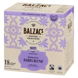 Balzac's Bards Blend Coffee Pods Stout Roast Dark, Lush - 18 ea