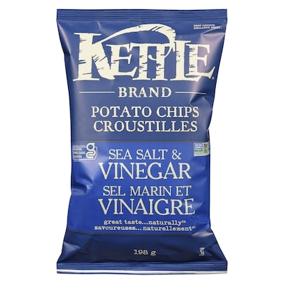 Kettle Potato Chips Sea Salt & Vinegar 198 g, $2.27/100g
